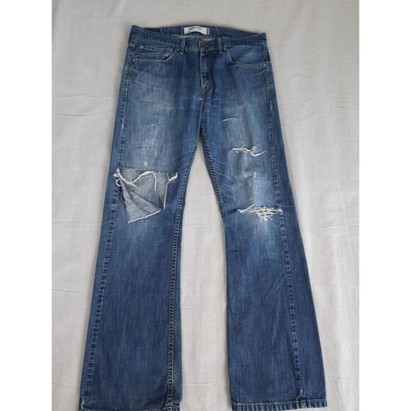 Levis 527 Jeans Mens 34 35x32 Boot Distressed Thrashed Mid Rise Cowboy Western - Picture 2 of 16